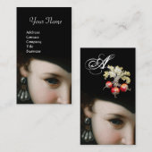 ロマンチックな女性，アンティークの宝石，白い真珠 名刺 (正面/裏面)