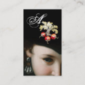 ロマンチックな女性，アンティークの宝石，白い真珠 名刺 (裏面)