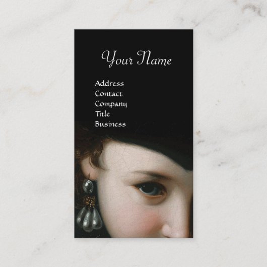 ロマンチックな女性、アンティーク宝石と真珠モノグラム 名刺 (正面)