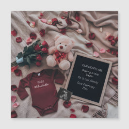 ロマンチックな妊娠のお知らせバラ&テディ