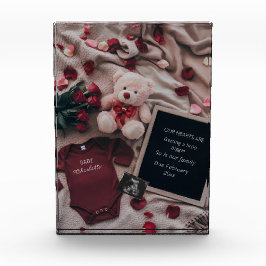 ロマンチックな妊娠のお知らせバラ&テディ フォトブロック