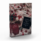 ロマンチックな妊娠のお知らせバラ&テディ フォトブロック (左)