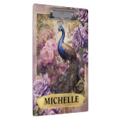 ロマンチックな孔雀と紫のバラファンタジー クリップボード (右)