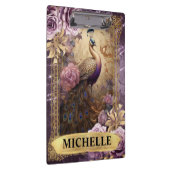 ロマンチックな孔雀と紫のバラファンタジー クリップボード (右)