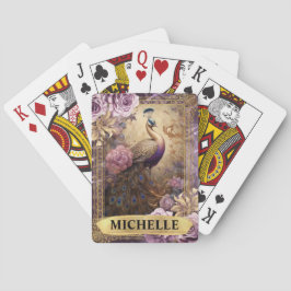 ロマンチックな孔雀と紫のバラファンタジー トランプ