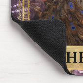 ロマンチックな孔雀と紫のバラファンタジー マウスパッド (コーナー)