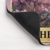 ロマンチックな孔雀と紫のバラファンタジー マウスパッド (コーナー)