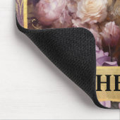 ロマンチックな孔雀と紫のバラファンタジー マウスパッド (コーナー)