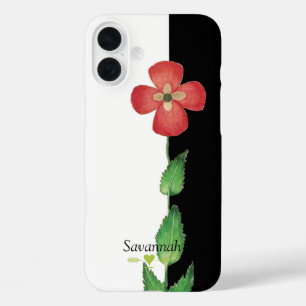 ロマンチックな家宝ヴィンテージパンシーブラックとホワイト iPhone 16 PLUSケース