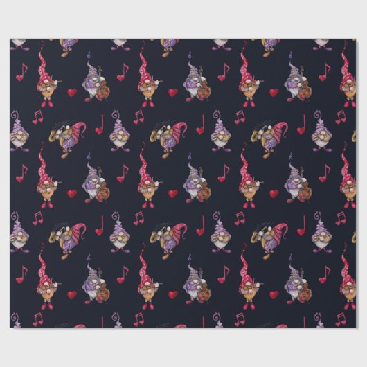 ロマンチックな小人ミュージシャンのコンサート ラッピングペーパー (フラット)