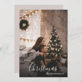 ロマンチックな居心地の良いカップルのクリスマスホリデーフォト シーズンカード (正面/裏面)