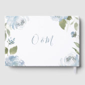 ロマンチックな庭のほこりっぽい青結婚フローラ ゲストブック (裏面)