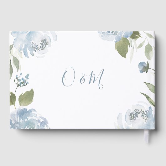 ロマンチックな庭のほこりっぽい青結婚フローラ ゲストブック (裏面)