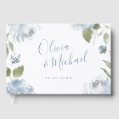 ロマンチックな庭のほこりっぽい青結婚フローラ ゲストブック (正面)