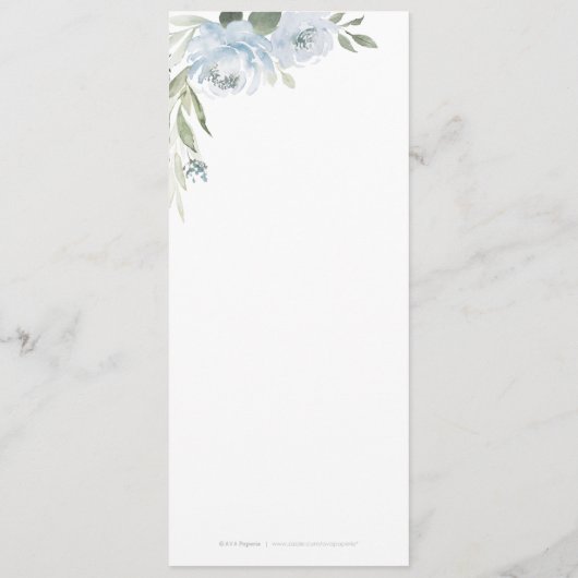 ロマンチックな庭のほこりっぽい青結婚フローラ メニュー (裏面)