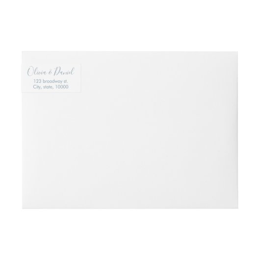 ロマンチックな庭のほこりっぽい青結婚フローラ ラップアラウンドラベル (正面)