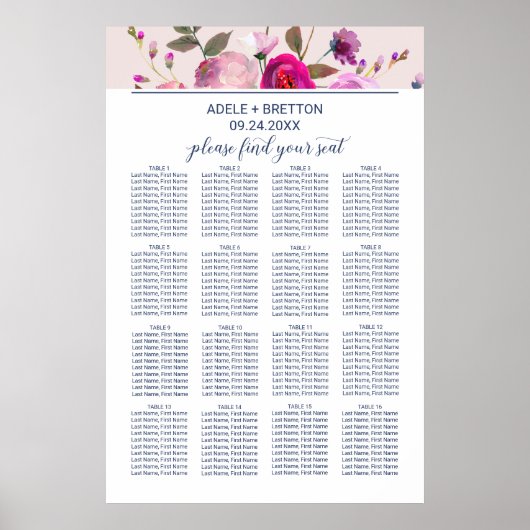 ロマンチックな庭のシーティングチャート ポスター (正面)