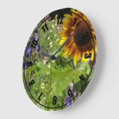 ロマンチックな庭のヒマワリ ラージ壁時計 (傾斜)