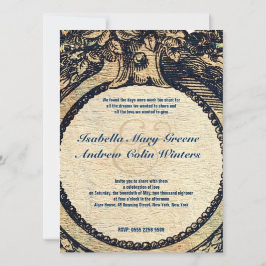 ロマンチックな庭のヴィンテージの孔雀 招待状 (裏面)