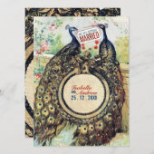 ロマンチックな庭のヴィンテージの孔雀 招待状 (正面/裏面)