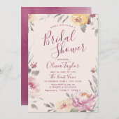 ロマンチックな庭の書道ブライダルシャワー 招待状 (正面/裏面)
