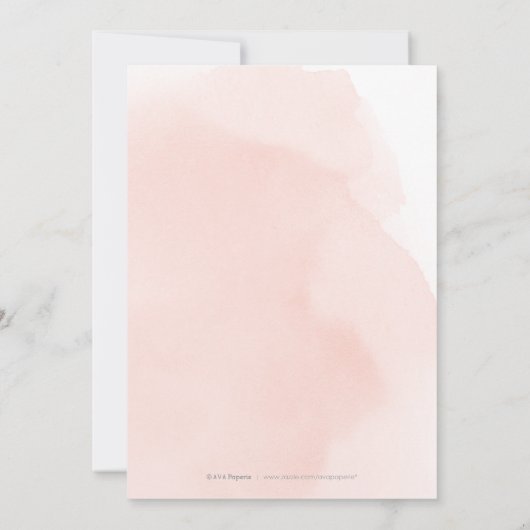 ロマンチックな庭の桃のフローラリハーサルディナー 招待状 (裏面)