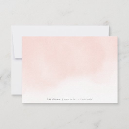 ロマンチックな庭の桃のフローラ書感謝していのユー サンキューカード (裏面)