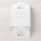 ロマンチックな庭の桃のフローラ結婚リースのすべての内 オールインワン招待状 (外側)