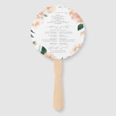ロマンチックな庭の桃のフローラ結婚式プログラム ハンドファン (裏面)