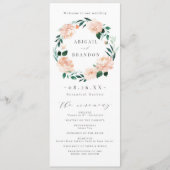 ロマンチックな庭の桃のフローラ結婚式プログラム プログラム (正面)