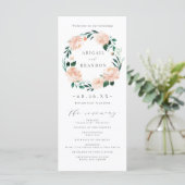 ロマンチックな庭の桃のフローラ結婚式プログラム プログラム (スタンド正面)