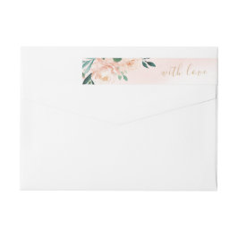 ロマンチックな庭の桃の水色のフローラ結婚ズ ラップアラウンドラベル