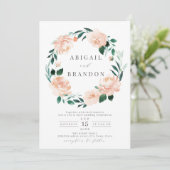 ロマンチックな庭の桃の水色結婚フローラ 招待状 (スタンド正面)