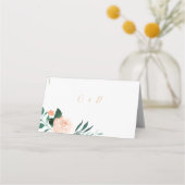 ロマンチックな庭の桃結婚フローラの座席表 プレイスカード (裏面)