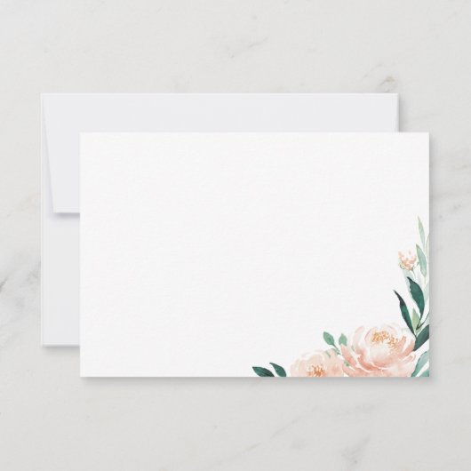 ロマンチックな庭の桃結婚フローラ サンキューカード (裏面)