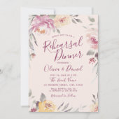 ロマンチックな庭の水の色のフローラリハーサルディナー 招待状 (正面)