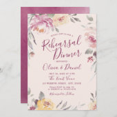 ロマンチックな庭の水の色のフローラリハーサルディナー 招待状 (正面/裏面)