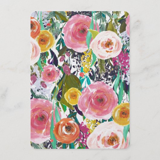 ロマンチックな庭の水の色の花結婚のメニュー メニュー (裏面)