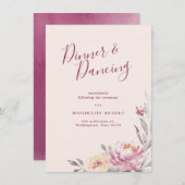 ロマンチックな庭の水彩フローラ披露宴 招待状 (正面/裏面)