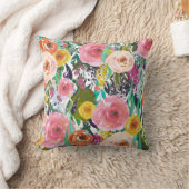 ロマンチックな庭の水彩画の花 クッション (ブランケット)