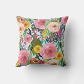 ロマンチックな庭の水彩画の花 クッション (裏面)