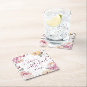 ロマンチックな庭の水色のフローラカップルの名前 スクエアペーパーコースター (インサイチュ)