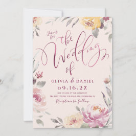 ロマンチックな庭の水色のフローラ結婚ズ 招待状