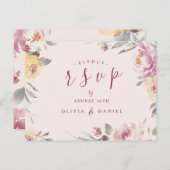 ロマンチックな庭の水色フローラ結婚式RSVP ポストカード (正面/裏面)