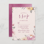 ロマンチックな庭の水色フローラ結婚式RSVP 出欠カード (正面/裏面)