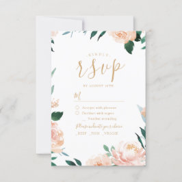 ロマンチックな庭の水色フローラ結婚式RSVP 出欠カード