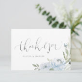 ロマンチックな庭ほこりっぽい青いフローラ書 サンキューカード (スタンド正面)