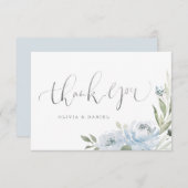 ロマンチックな庭ほこりっぽい青いフローラ書 サンキューカード (正面/裏面)