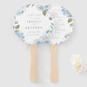 ロマンチックな庭ほこりっぽい青いフローラ結婚式プログラム ハンドファン (正面&裏面)