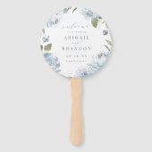 ロマンチックな庭ほこりっぽい青いフローラ結婚式プログラム ハンドファン (正面)